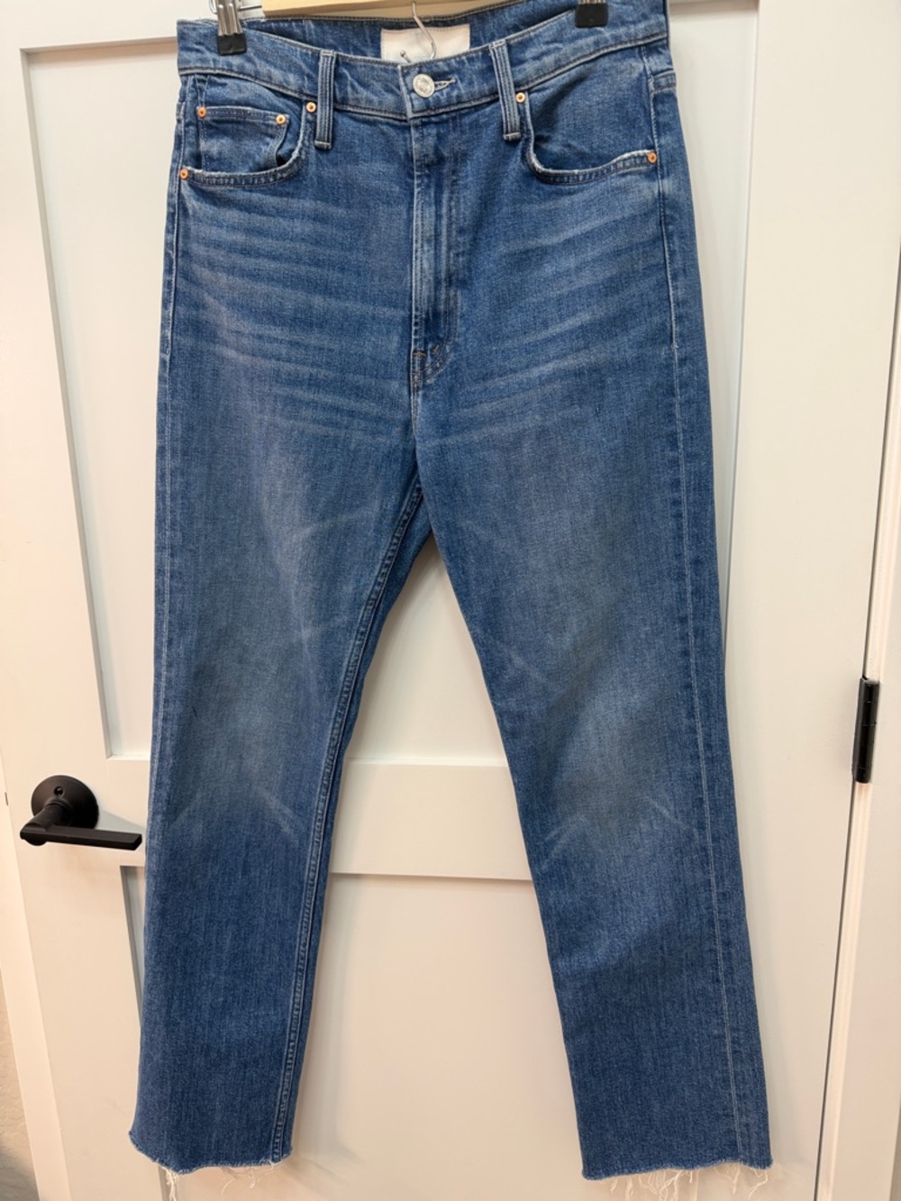 Mother Blue Straight-Leg Jeans